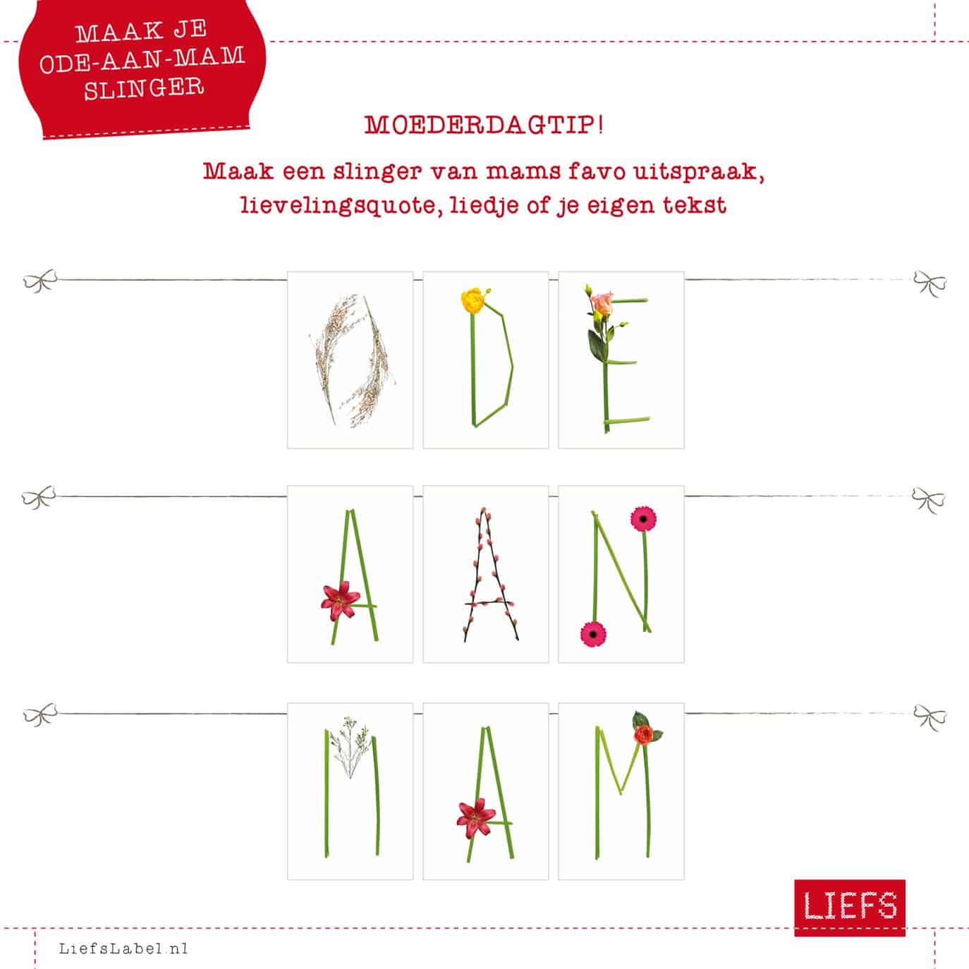 Moederdagtip: Tekstslinger van bloemletters