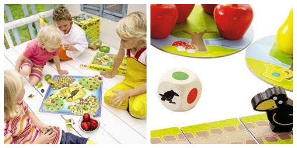 Potverdrie, de raaf wil de rijpe vruchten pikken! Maar de kinderen werken samen en verzamelen zoveel kersen, pruimen, peren en appels als ze kunnen. De spanning stijgt. Wie zal er winnen: de stoute raaf of de vlijtige kinderen? benjaminbengel-bordspel-giveaway