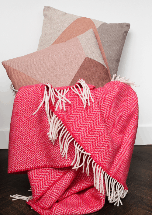 WONEN – Plaids met visgraat motief van cashmere met merino wol