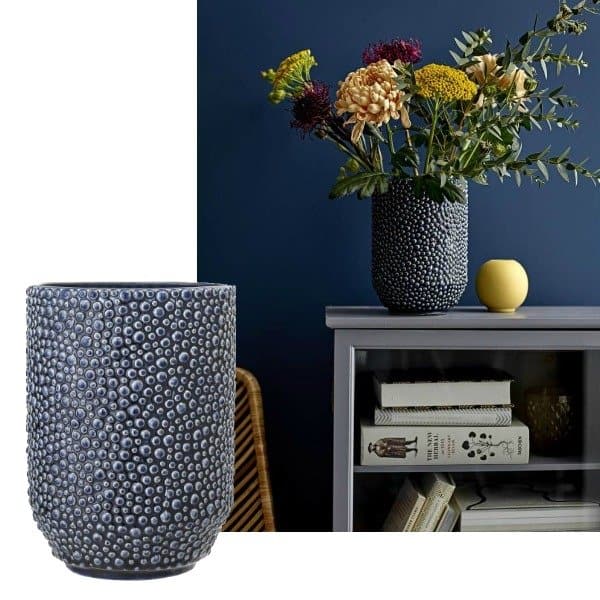 vaas blauw keramiek bloomingville