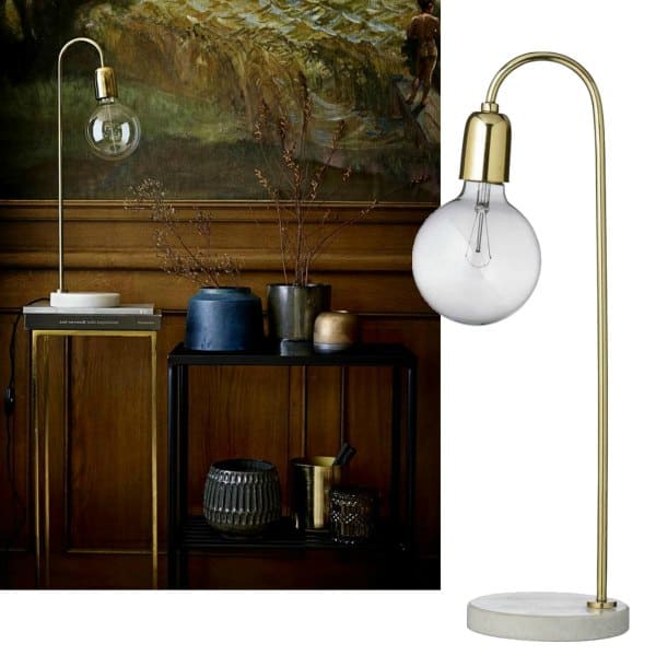 gouden lamp met marmeren voet