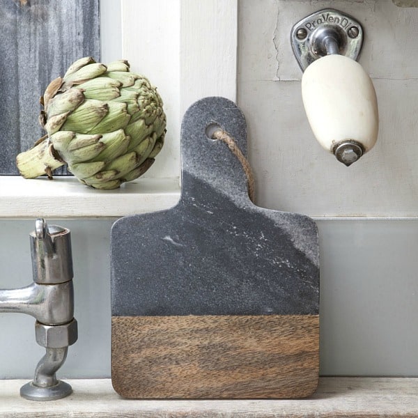 serveerplank hout en marmer dassie