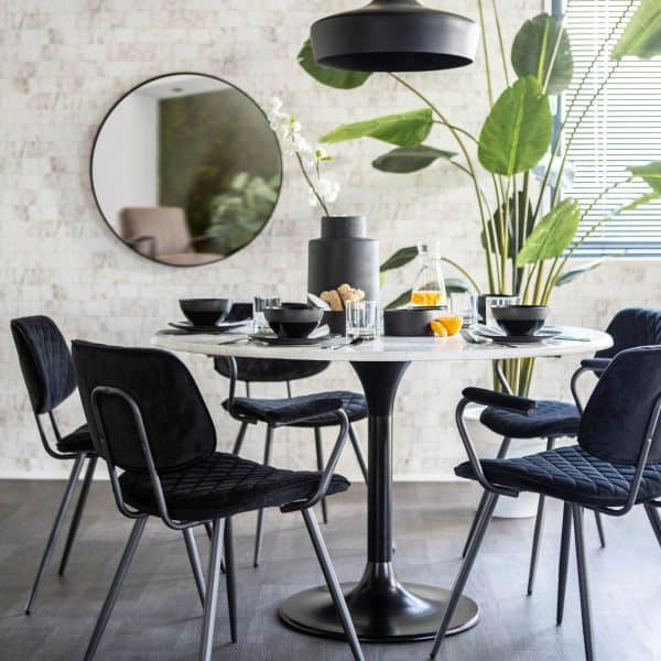 rond eettafel velvet stoelen