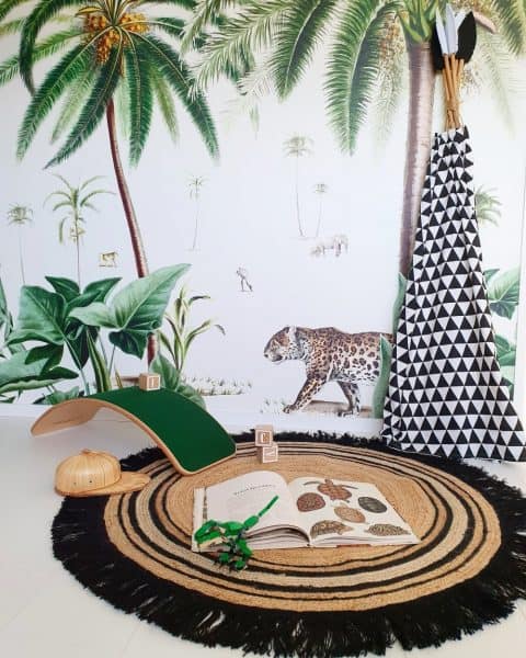 kinderkamer decoratie Tapis Petit Vloerkleed Jute Tess | Black