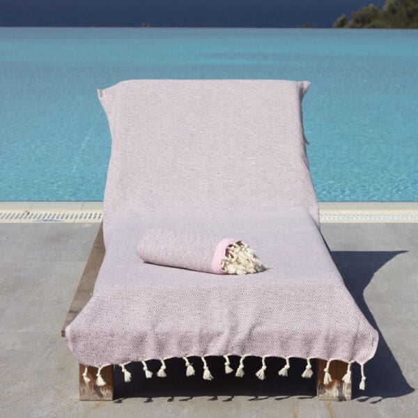 2x luxe strandset Double Diamond met beachbed cover & hamamdoek
