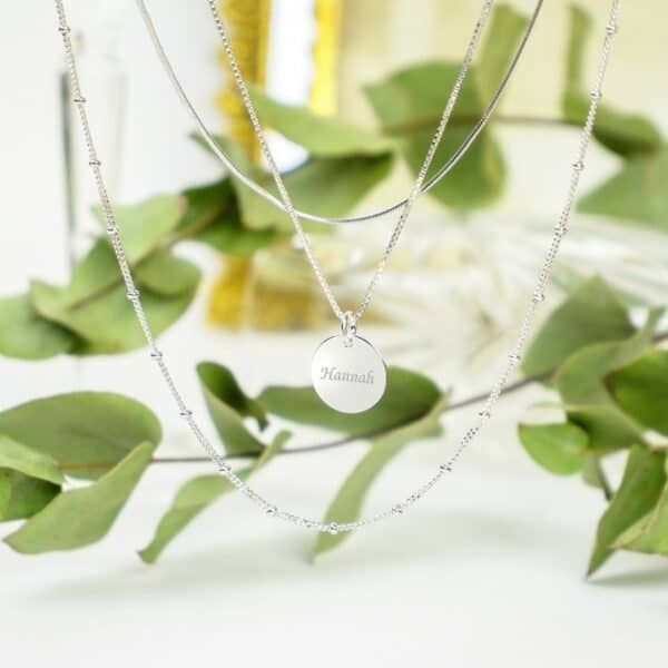 naamketting zilver disc hanger