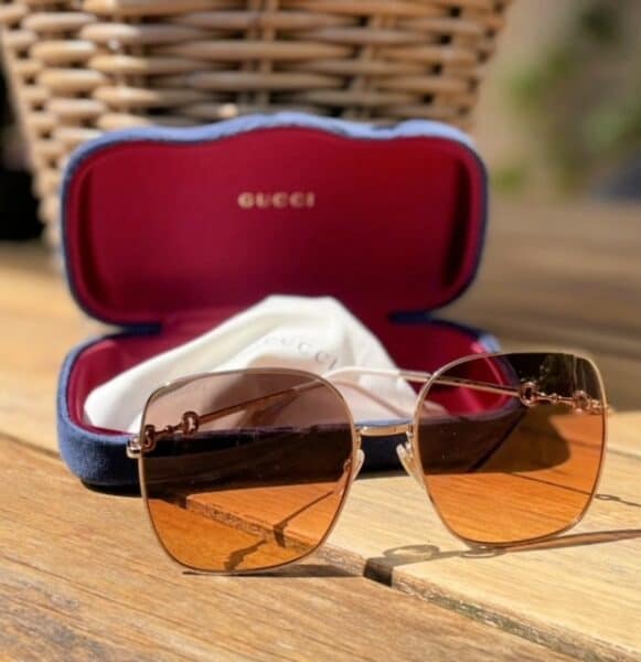 Gucci zonnebril Square-frame sunglasses Style 648494 I3330 8076 horsebit