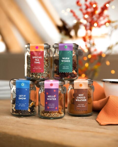 pineut winterdrankjes DIY kits in glazen pot